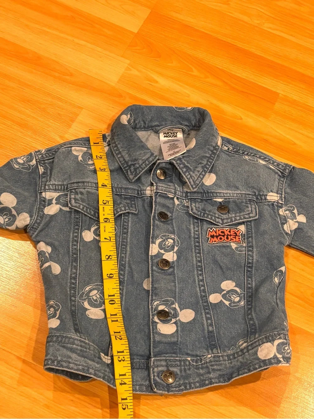 Disney Mickey Mouse Denim Jacket in Blue with White Print